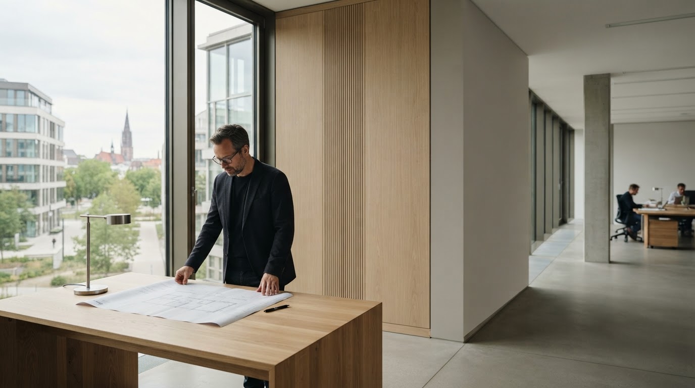 Okafin Tralis interface displaying a stable portfolio growth curve inside a minimalist interior